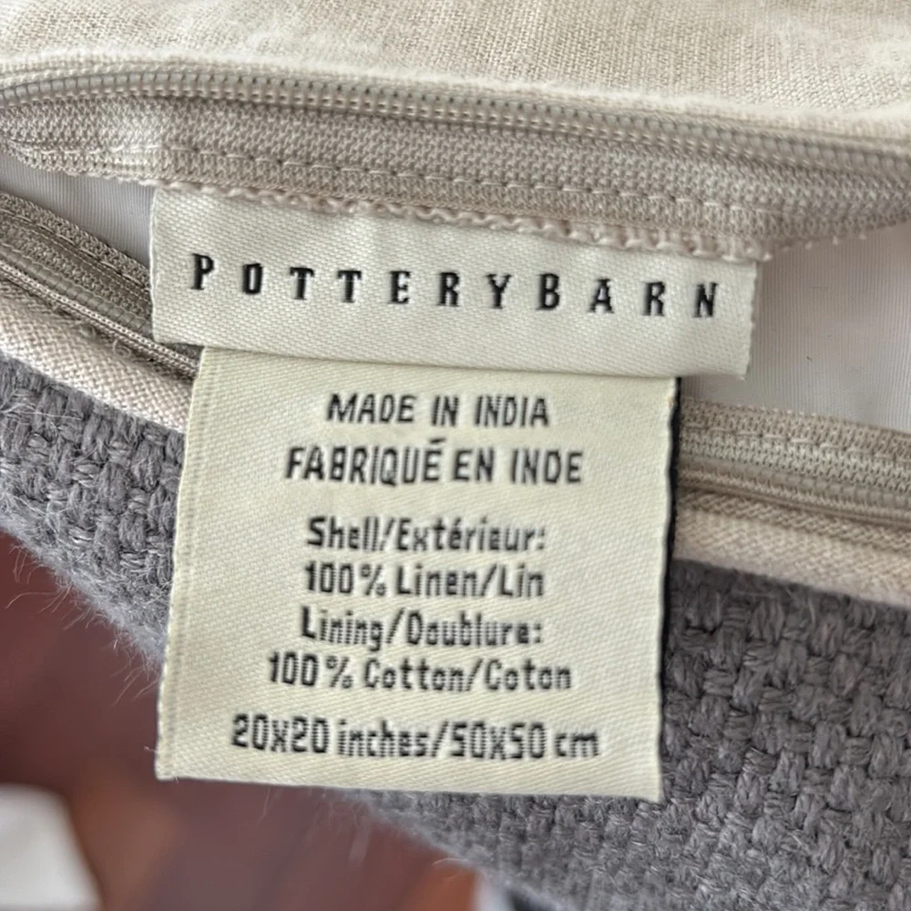 Pottery Barn Gray Linen Pillow Cover